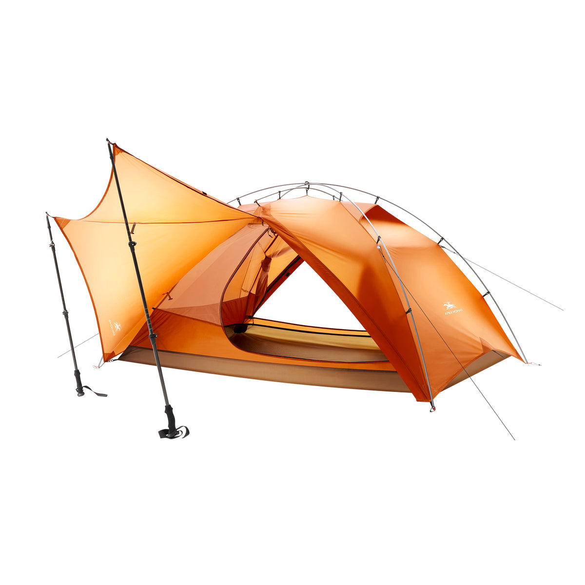 2 Person Freestanding Backpacking Tent with Dual Doors ApexNomad Haven Orange